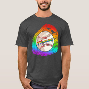 Gloves Baseball Mummy Game Day Pride LGBT Month Ra T-Shirt