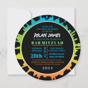 GLOW Aqua Splash Bar Bat Mitzvah Invitation
