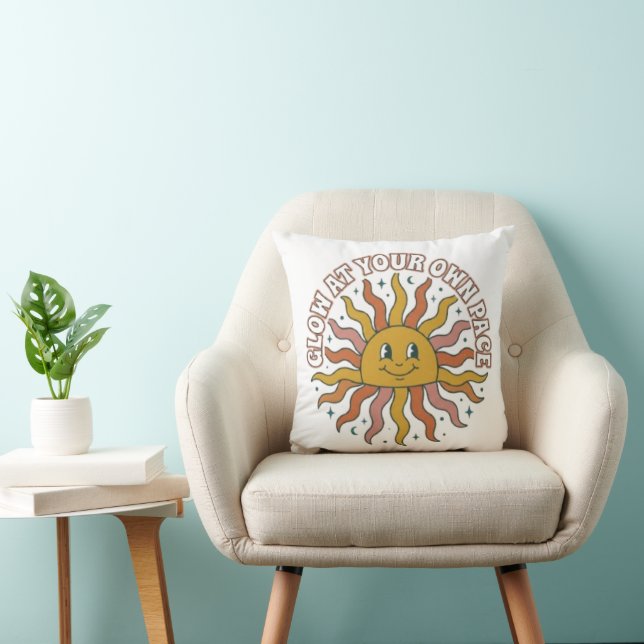 Glow At Your Own Pace Retro Sun Aesthetic Cushion (Chair)
