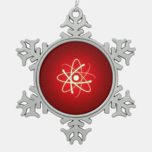 Glow Atom Nerd Snowflake Pewter Christmas Ornament