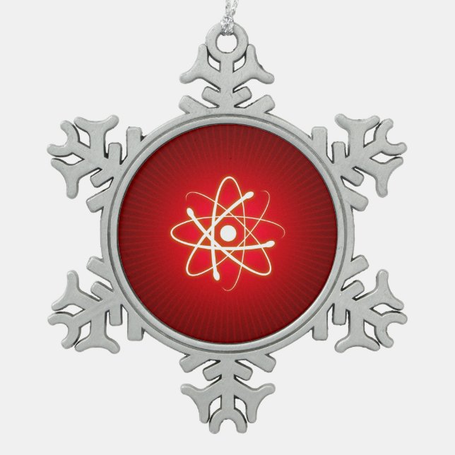 Glow Atom Nerd Snowflake Pewter Christmas Ornament (Front)