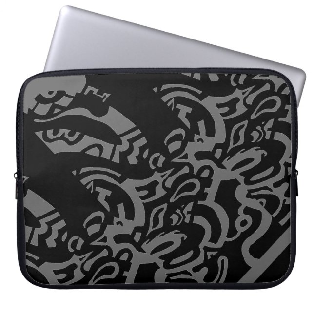 "Glow" B&W Abstract Art Laptop Sleeve (Front)