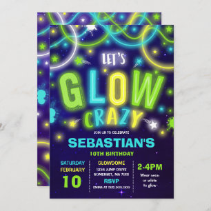 Glow Birthday Invitation Neon Glow Dance Party