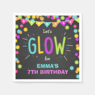 Glow birthday Paper Napkins Neon Disco party Laser