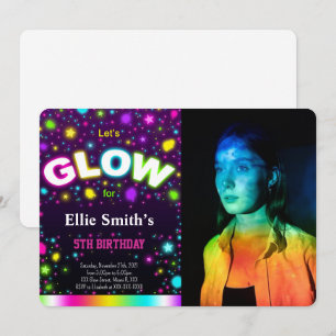 Glow Birthday Photo Invitation