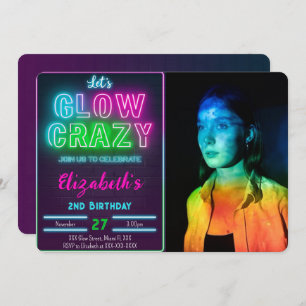 Glow Birthday Photo Invitation