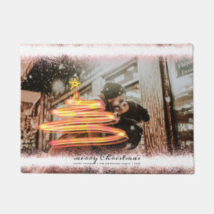 Glow Christmas Tree Star Photo Glitter Doormat