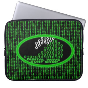 Glow DWSS Logo Binary Code Rain Laptop Sleeve