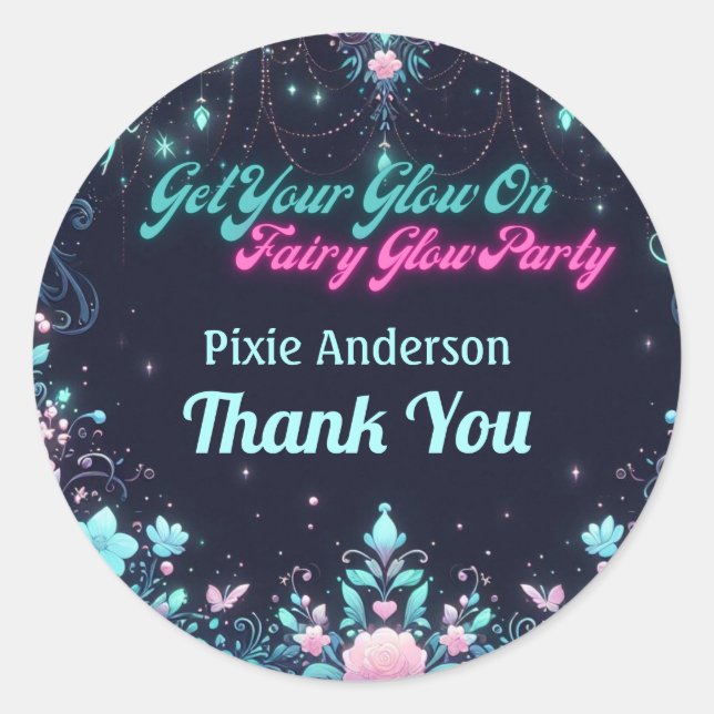 Glow Fairy Party Theme - Fairytale After Dark Classic Round Sticker (Front)