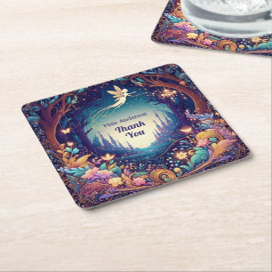 Glow Fairy Party Theme - Fairytale After Dark Square Paper Coaster