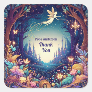 Glow Fairy Party Theme - Fairytale After Dark Square Sticker