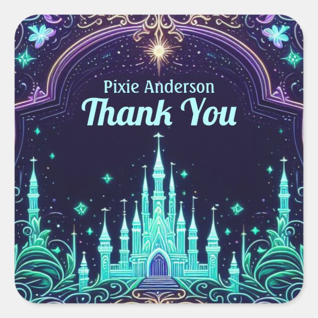 Glow Fairy Party Theme - Fairytale After Dark Square Sticker (Front)