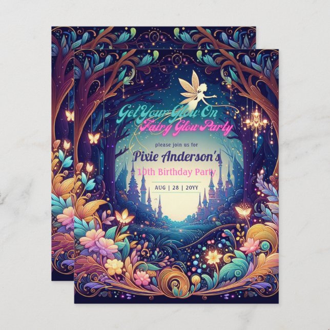 Glow Fairy Party Theme Fairytale Enchanted Forest (Front/Back)