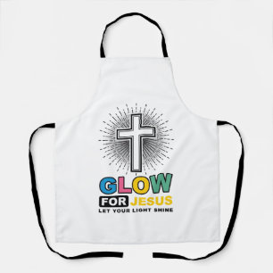 Glow For Jesus Christian Cross Light Shirt Design_ Apron