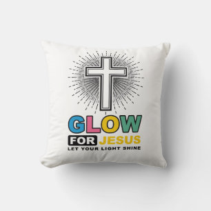 Glow For Jesus Christian Cross Light Shirt Design_ Cushion