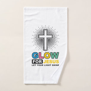 Glow For Jesus Christian Cross Light Shirt Design_ Hand Towel