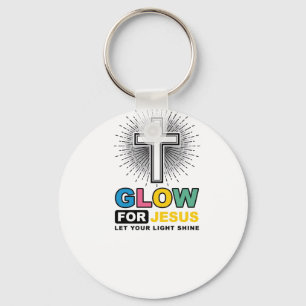 Glow For Jesus Christian Cross Light Shirt Design_ Key Ring