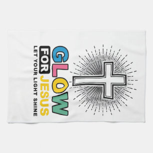 Glow For Jesus Christian Cross Light Shirt Design_ Tea Towel