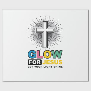 Glow For Jesus Christian Cross Light Shirt Design_ Wrapping Paper
