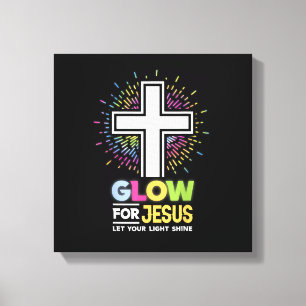Glow for Jesus Christian Cross Tee Jesus Christ Bi Canvas Print