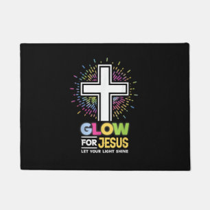 Glow for Jesus Christian Cross Tee Jesus Christ Bi Doormat