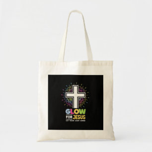 Glow for Jesus Christian Cross Tee Jesus Christ Bi Tote Bag