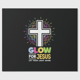 Glow for Jesus Christian Cross Tee Jesus Christ Bi Wrapping Paper