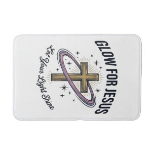 Glow for Jesus Christian Cross Vintage Vector Bath Mat