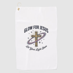 Glow for Jesus Christian Cross Vintage Vector Golf Towel