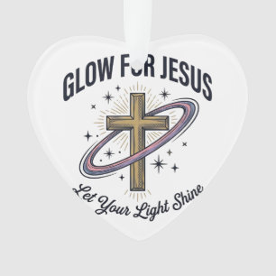 Glow for Jesus Christian Cross Vintage Vector Ornament