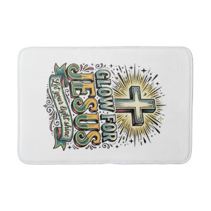 Glow For Jesus Vintage Christian Cross Shirt Bath Mat