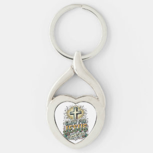 Glow For Jesus Vintage Christian Cross Shirt Key Ring