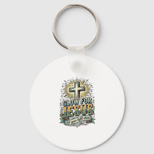 Glow For Jesus Vintage Christian Cross Shirt Key Ring