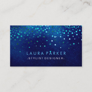 Glow Glitter Blue Confetti Elegant Sky Business Card