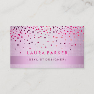 Glow Glitter Pink Confetti Linen Elegant Business Card