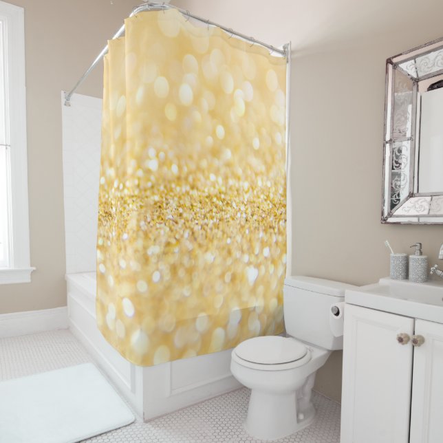 Glow Gold Glitter Pattern Shower Curtain (In Situ)