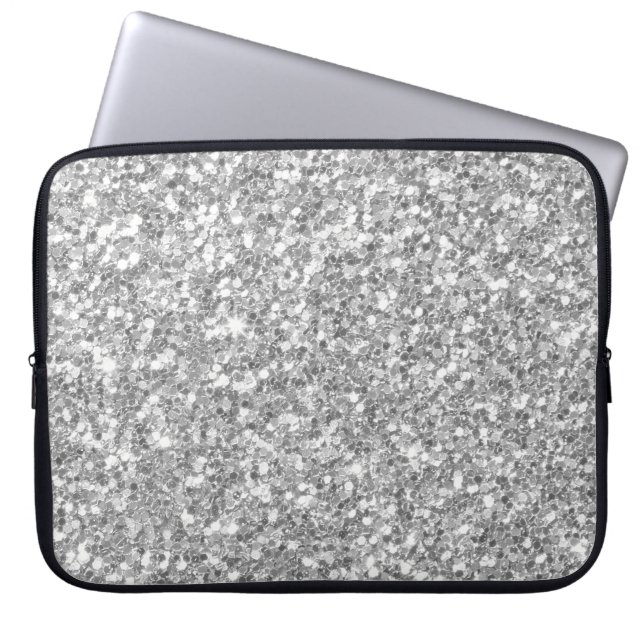 Glow Grey And White Glitter Texture Laptop Sleeve (Front)