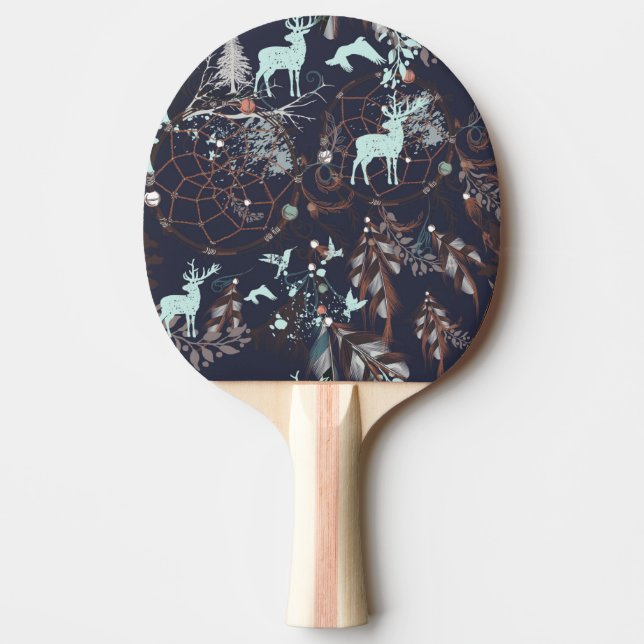 Glow in dark nature boho tribal pattern ping pong paddle (Front)