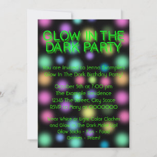Glow In The Dark Birthday Party Invitation