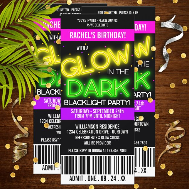 Glow in the Dark Birthday Party Invitation (Creator Uploaded)