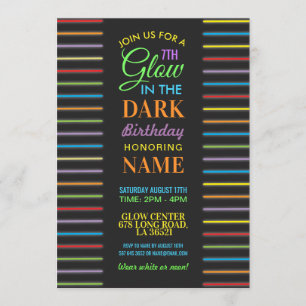 Glow In The Dark Birthday Party Neon Invite