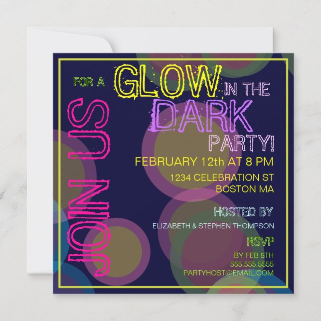 Glow in the Dark Blacklight Party Invitation (Front)