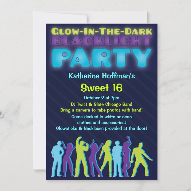 Glow in the Dark Blacklight Party Invitation (Front)