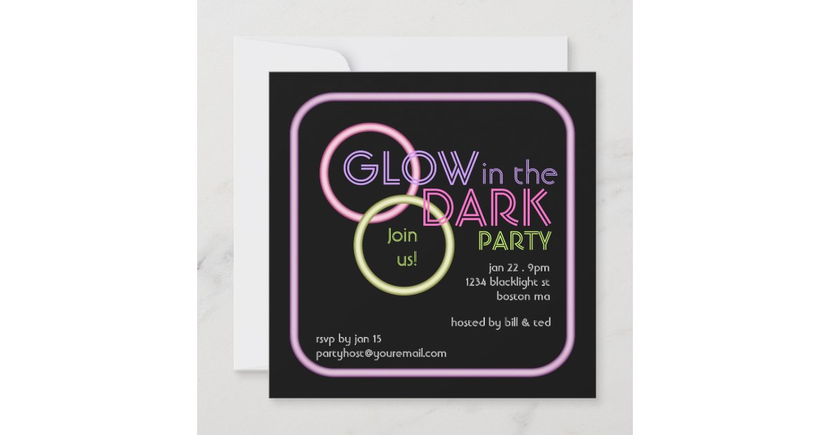 Glow in the Dark Blacklight Party Invitation Zazzle