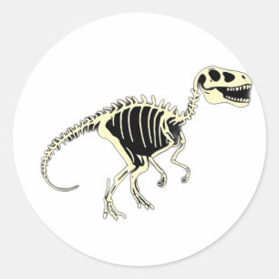 Glow-in-the-Dark Cartoon Dinosaur Skeleton Classic Round Sticker