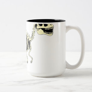 Glow-in-the-Dark Cartoon Dinosaur Skeleton Two-Tone Coffee Mug