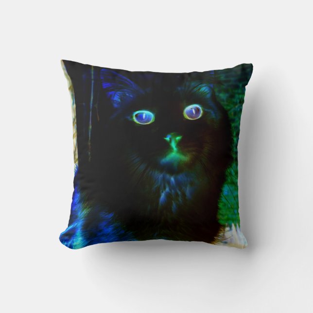 Glow in the Dark Cat Throw Pillow (Front)