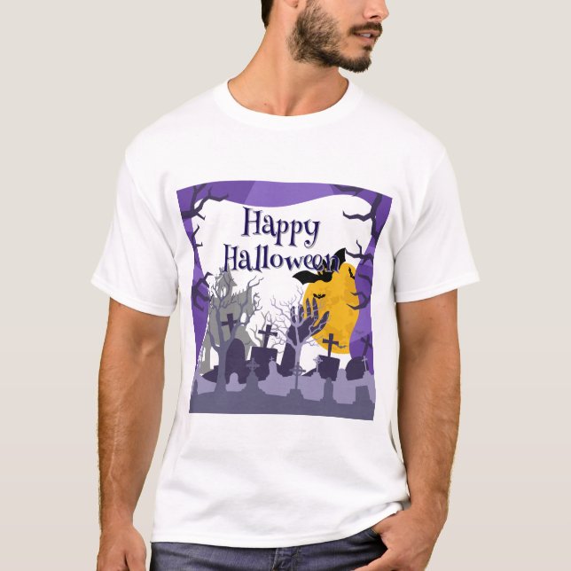 Glow-In-The-Dark Haunted House Halloween T-Shirt (Front)