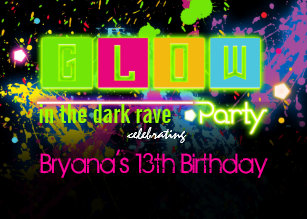 Neon Glow Rave Club Birthday Invitations Zazzle Au