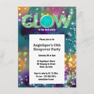 Glow in the dark neon party fun invitation